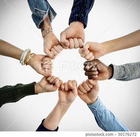 Group of people fist bump assemble together Group of people fist bump assemble together 30176272