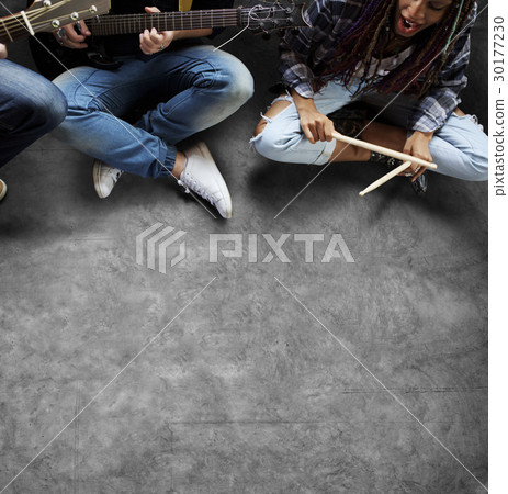 People Playing Guitar Rehearsal Band People Playing Guitar Rehearsal Band 30177230