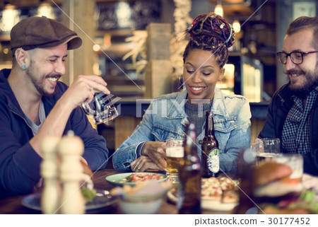 People Enjoy Food Drinks Party Restaurant People Enjoy Food Drinks Party Restaurant 30177452