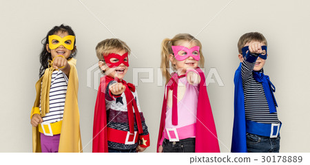 Superhero Kids Friendship Smiling Happiness Playful Togetherness 30178889
