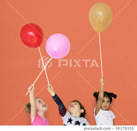Little Children Playing Balloon Fun Smiling 30179338