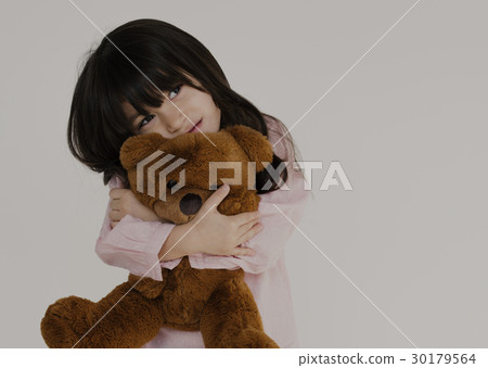 Girl Hug Teddy Bear Fluffy Cute 30179564