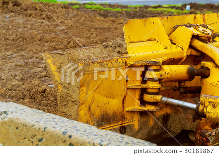 The tractor or Bulldozer on construction site The tractor or Bulldozer on construction site 30181867
