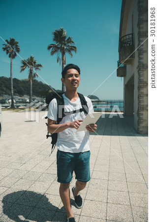 backpacker, backpackers, digital tablet 30181968
