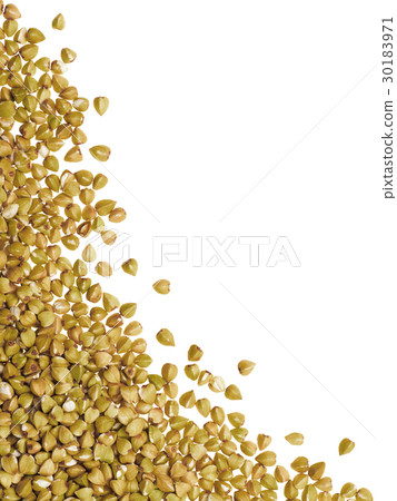 Raw green buckwheat isolated one edge Raw green buckwheat isolated one edge 30183971