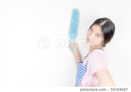tired housewife maid cleaner with copy space 30184087