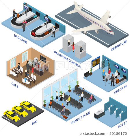 Airport Zone Set Isometric View. Vector Airport Zone Set Isometric View. Vector 30186170