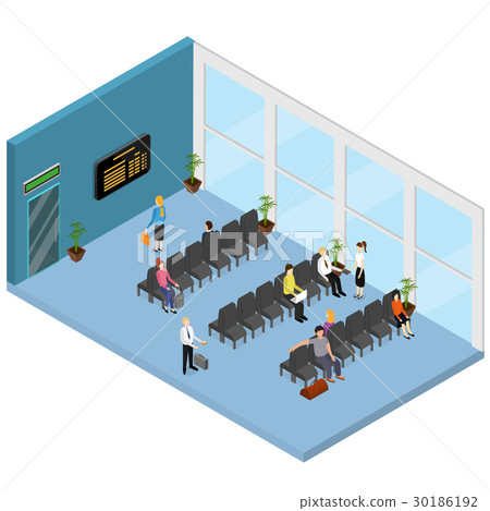 Waiting Hall Interior Isometric View. Vector Waiting Hall Interior Isometric View. Vector 30186192
