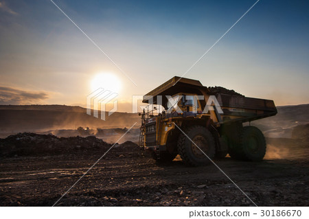 coal-preparation plant. Big yellow mining truck at 30186670