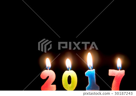 2017 candles numbers on black background. 2017 candles numbers on black background. 30187243