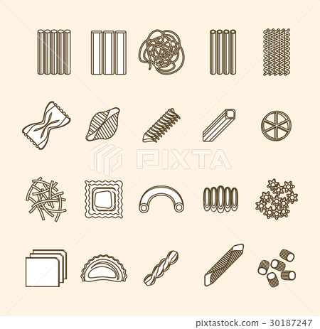 Pasta Thin Line Icons Set. Vector - Stock Illustration [30187247] - PIXTA