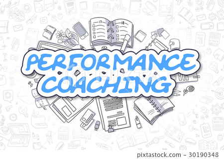 Performance Coaching - Cartoon Blue Text. Business 30190348