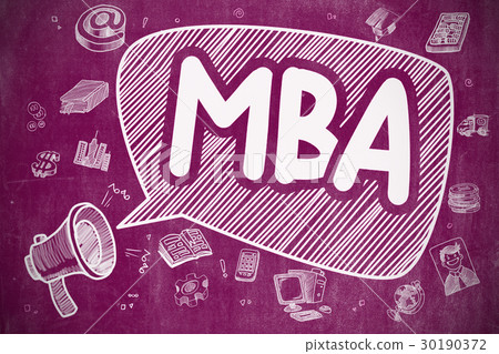 MBA - Doodle Illustration on Purple Chalkboard. 30190372