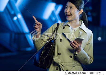 Business woman using mobile phone, directions, navi, application 30190743