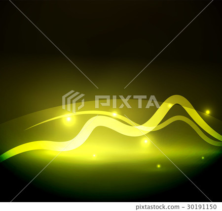 Glowing magic wave line with light effects in 30191150