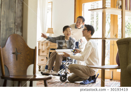 Senior wheelchair women renovation meeting Senior wheelchair women renovation meeting 30193419