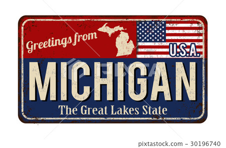 Greetings from Michigan vintage rusty metal sign 30196740