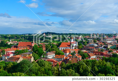 Panoramic view of Old Town, Vilnius, Lithuania 30198325