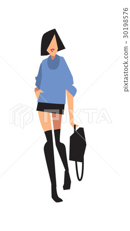 Elegant fashion girl in mini skirt and sweater 30198576