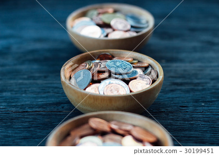 Thai Baht Coins and money background Thai Baht Coins and money background 30199451
