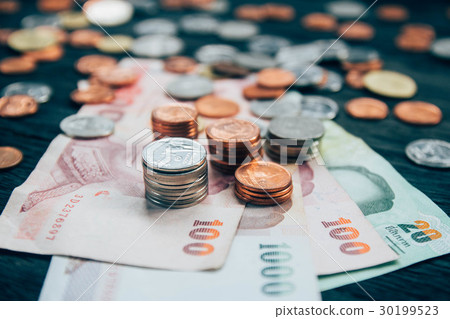 Thai Baht Coins and money background 30199523