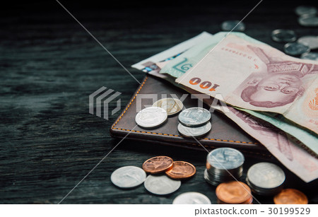 Thai Baht Coins and money background Thai Baht Coins and money background 30199529