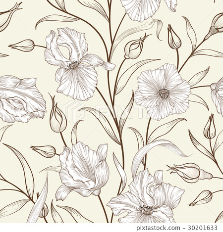 Floral seamless pattern. Flower swirl background. Floral seamless pattern. Flower swirl background. 30201633