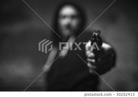 Loaded wicked criminal pulling a gun on somebody 30202413