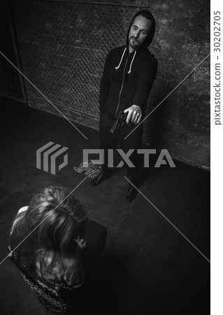 Outraged dangerous criminal making a businesswoman 30202705