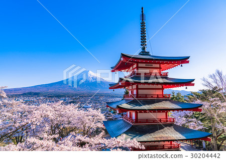 圖庫照片: 象徵日本的風景【山梨縣·新中山淺間公園】