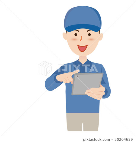 Worker Delivery Tablet - Stock Illustration [30204659] - PIXTA