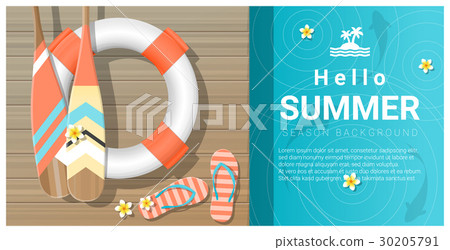 Hello summer background with wooden pier Hello summer background with wooden pier 30205791