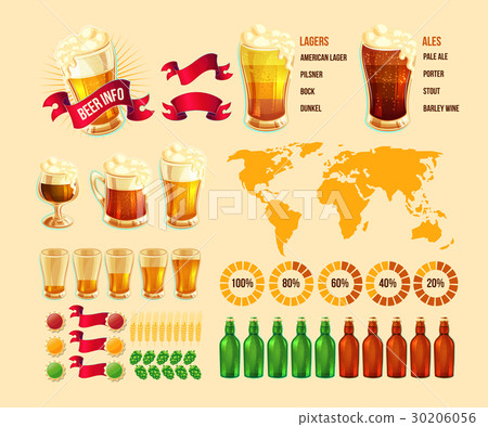 Set of vector beer infographic elements, icons - Stock Illustration ...