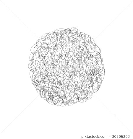 Circle logo element. Chaotic line scribble cloud 30206263