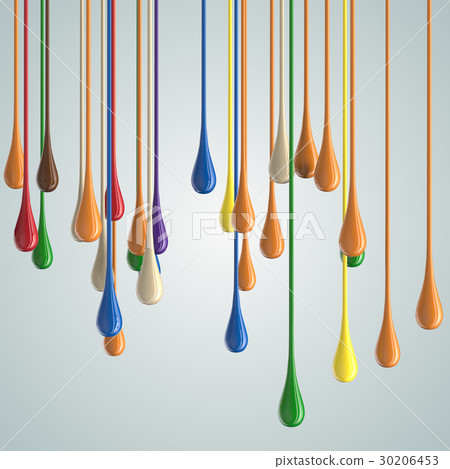 3D color glossy paint drop blobs 30206453