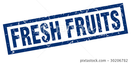 square grunge blue fresh fruits stamp square grunge blue fresh fruits stamp 30206782