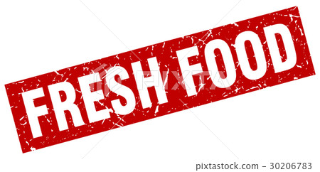 square grunge red fresh food stamp 30206783
