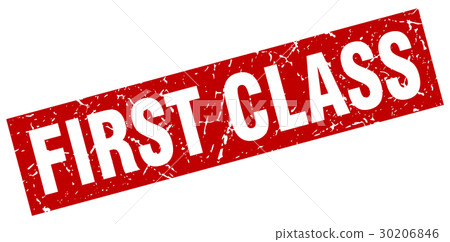 square grunge red first class stamp - Stock Illustration [30206846] - PIXTA