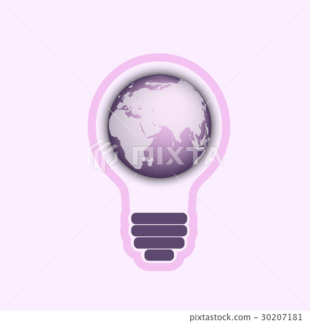 light bulb with a world globe 30207181