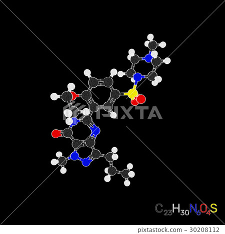 Viagra model molecule.Isolated on black background Viagra model molecule.Isolated on black background 30208112