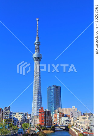 東京天空樹在晴朗的天氣下 30208563