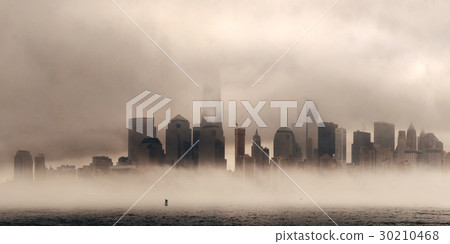 New York City downtown fog 30210468