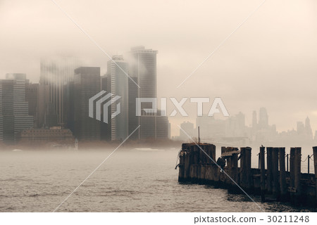 New York City downtown fog 30211248