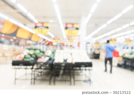 Abstract blur and bokeh supermarket and discount store interior Abstract blur and bokeh supermarket and discount store interior 30213522