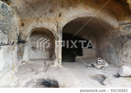 Cave room in Vardzia cave monastery. Georgia 30216882