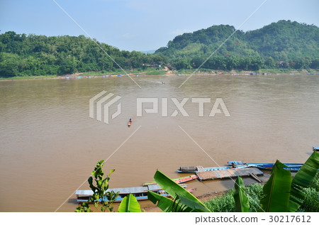 World Heritage Sites in Laos, Luang Prabang Mekong River and Crossing Ships 30217612