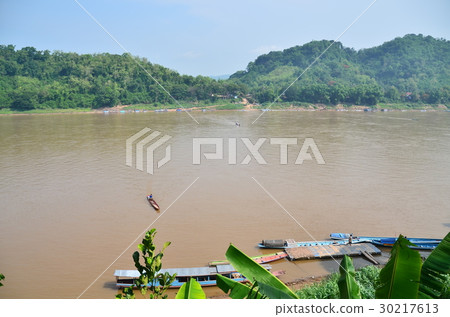 World Heritage Sites in Laos, Luang Prabang Mekong River and Crossing Ships 30217613