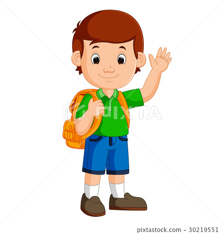 Boy with backpacks cartoon 30219551