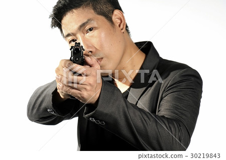 Man aiming gun. Man aiming gun. 30219843