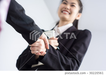 Businesswoman Shaking Hands In Office 30220561